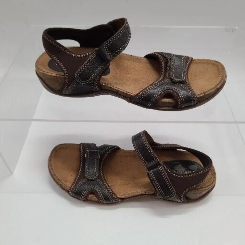 Women's NATURALIZER Monteda Leather‎ Ankle Strap Brown Sport Sandals US Size 8M